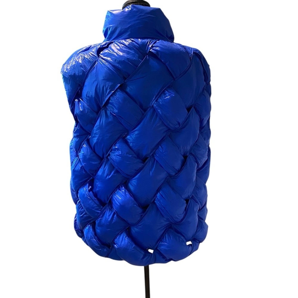 BUCKETLIST Rare Cobalt Blue Open Weave Puffer Vest Size Large - Picture 7 of 9